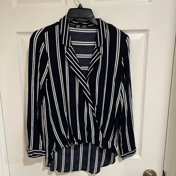 Zara Stripped Blue Blouse - Picture 1 of 5
